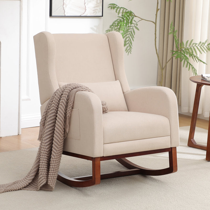 27.3" Wide Rocking Chair with Solid Wood Leg & Footrest
