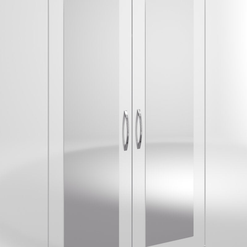Gaytes Modern 6-Door Wardrobe with Mirrors, High Gloss Finish