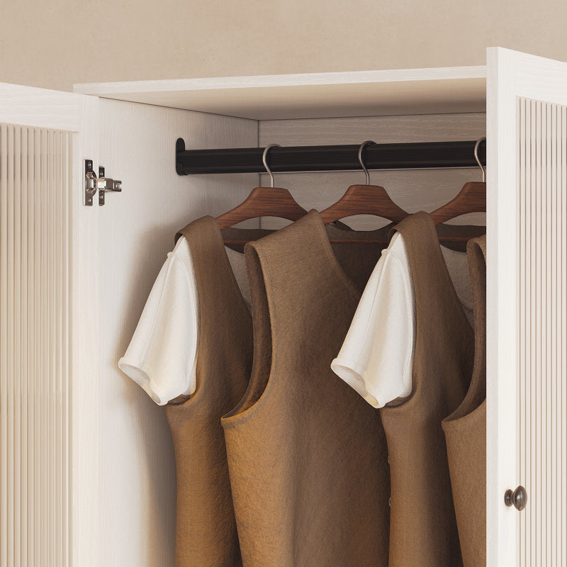 126"W Modern Fluted Glass Armoire with Soft-Close Doors