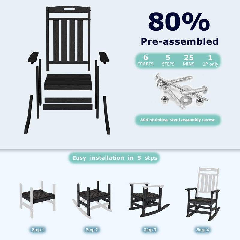 All-Weather HDPE Rocking Chair with High Back