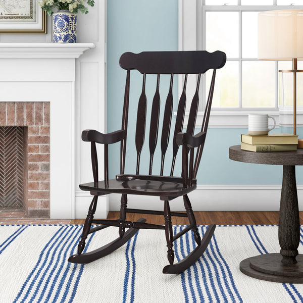 Solid Rubber Wood Rocking Chair with Contoured Back