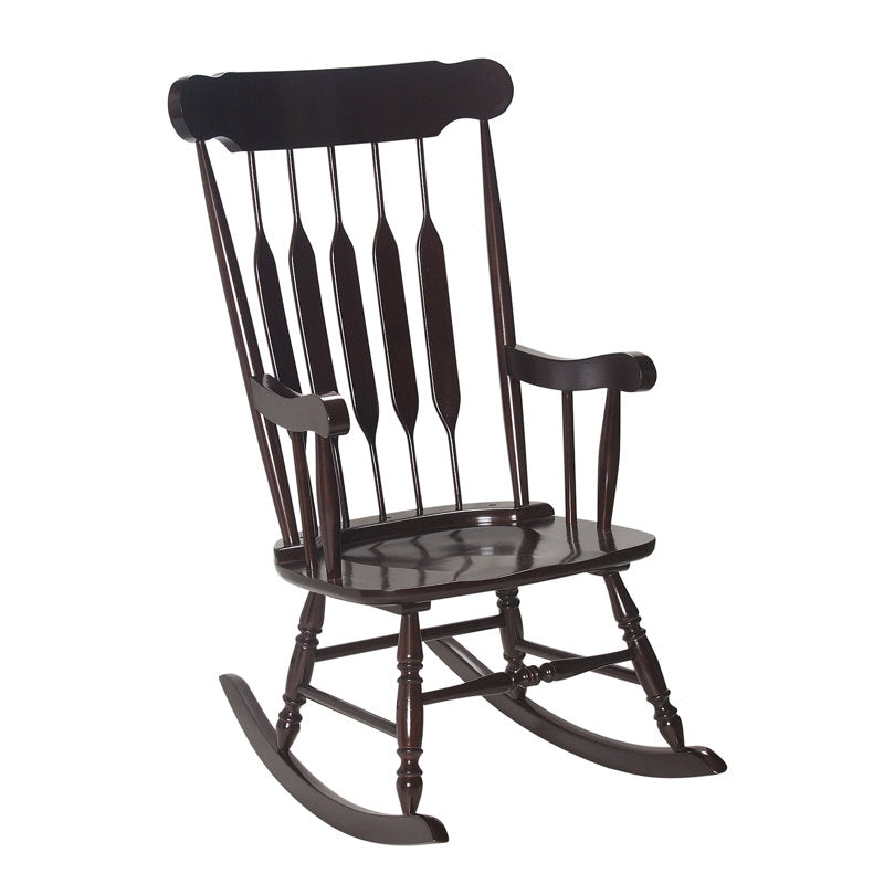 Solid Rubber Wood Rocking Chair with Contoured Back