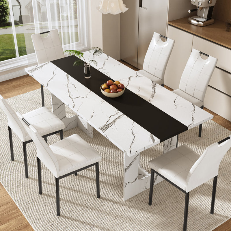 Texas American Marble 6 Seater Dining Table Set