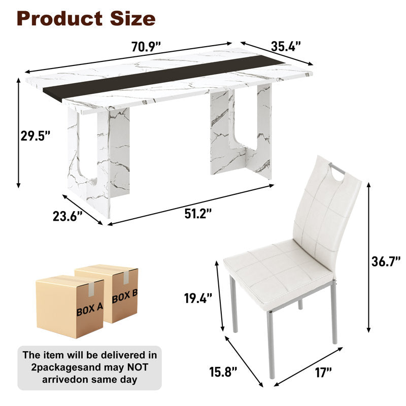 Texas American Marble 6 Seater Dining Table Set