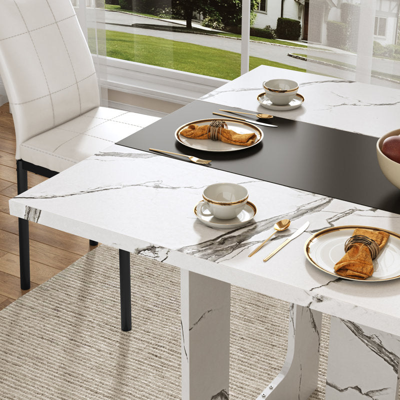Texas American Marble 6 Seater Dining Table Set