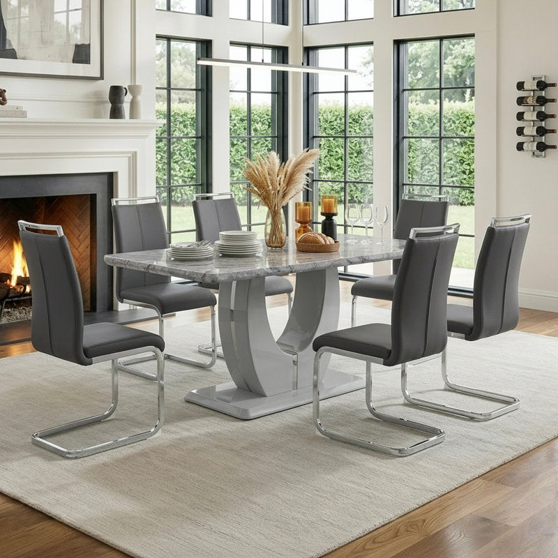 Gleam Sintered Top 4 Seater Dining Table Set
