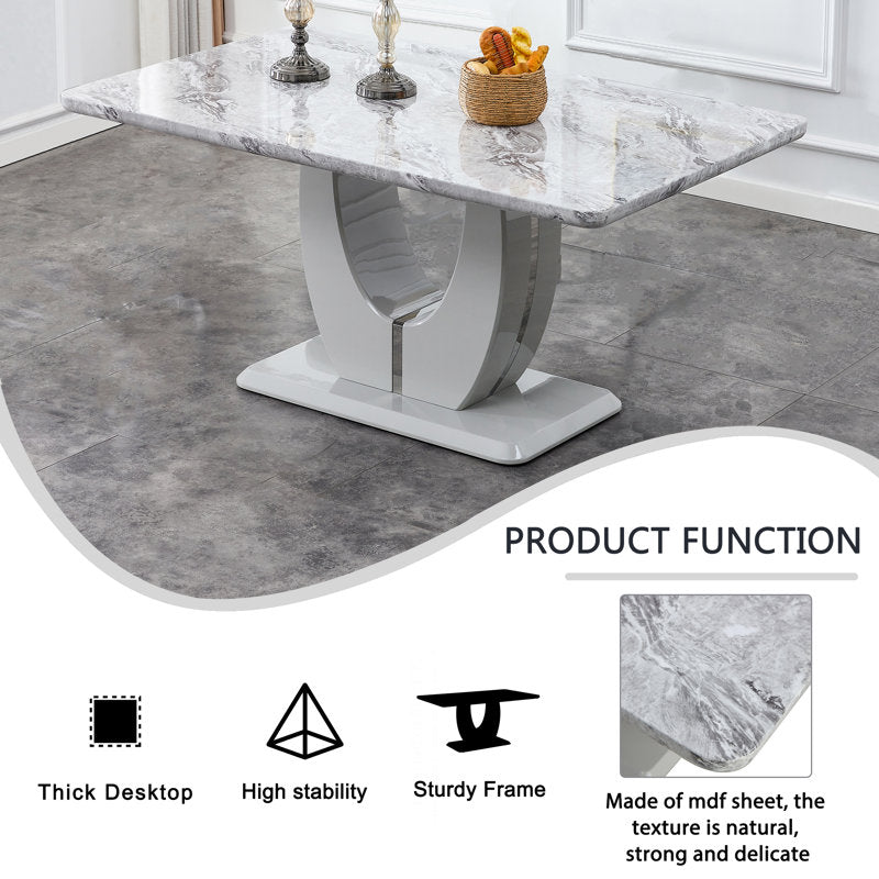 Gleam Sintered Top 4 Seater Dining Table Set