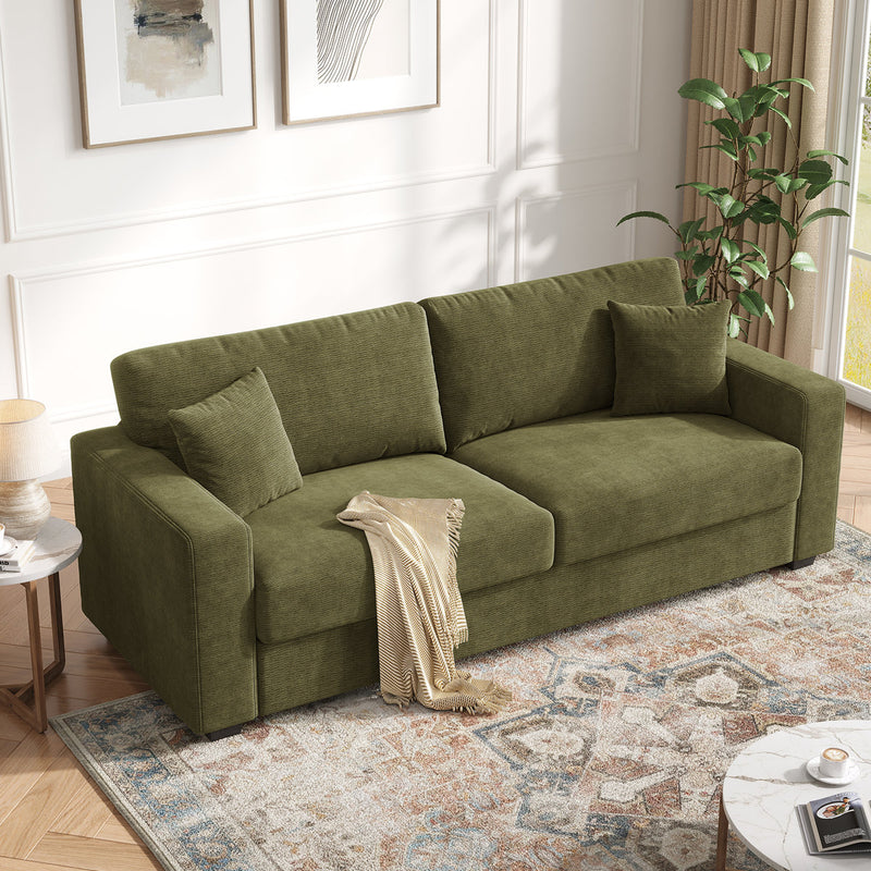 87" Chenille Fabric 2-Seater Loveseat with Wide Armrests & Pillows