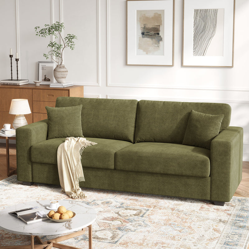 87" Chenille Fabric 2-Seater Loveseat with Wide Armrests & Pillows