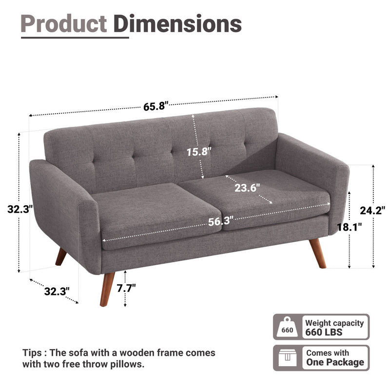 Jadier 66" Upholstered Square Arm Loveseat