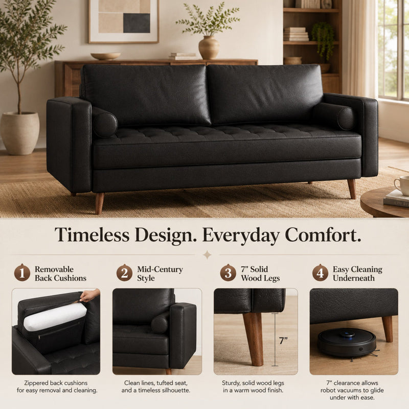 Bridgeview Leather Mid-Century Modern Upholstered Loveseat