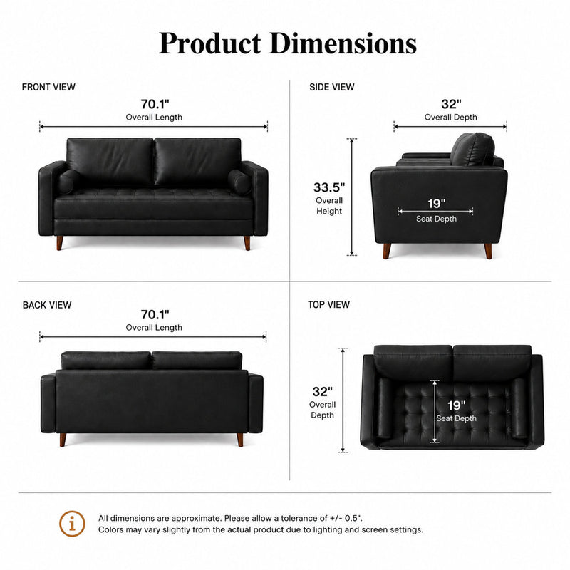 Bridgeview Leather Mid-Century Modern Upholstered Loveseat