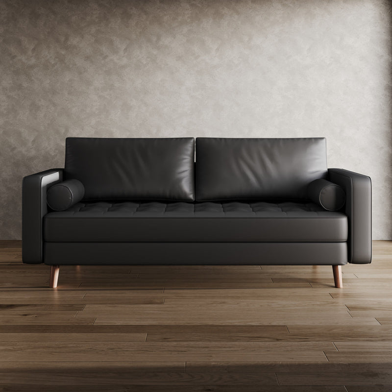 Bridgeview Leather Mid-Century Modern Upholstered Loveseat