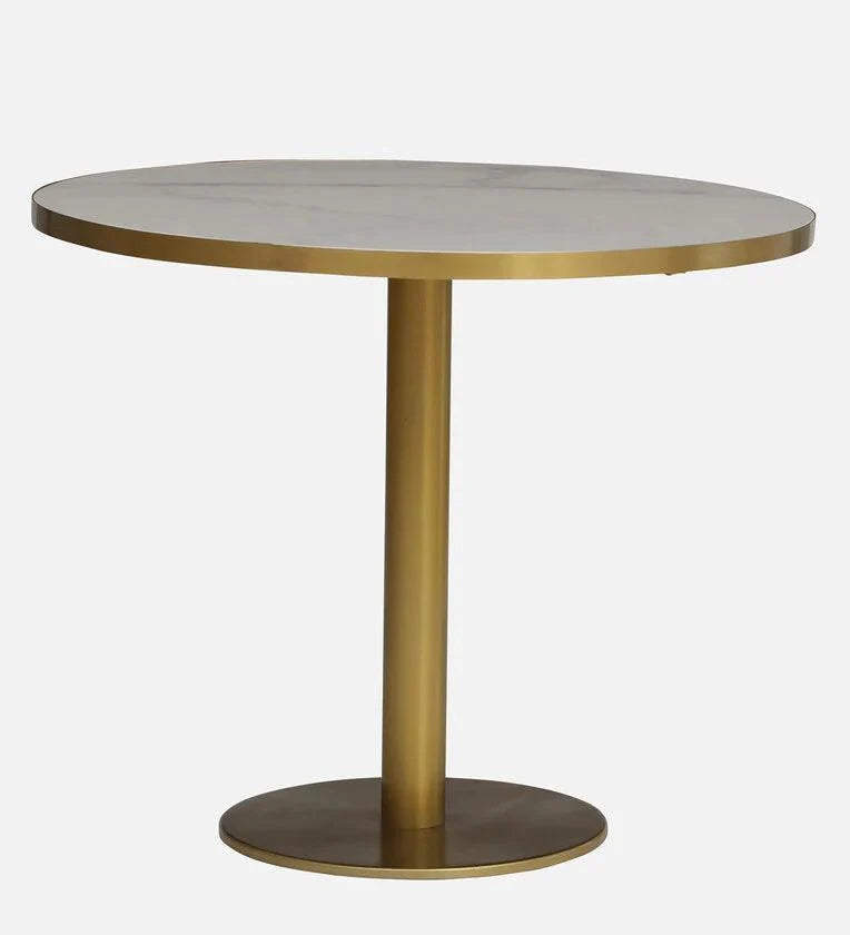 Metallic 4 Seater Dining Set In Golden Base With Porcelain Top