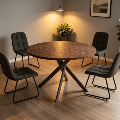 45.3"l Round Modern Kitchen Dining Table With 32.8"h Dining Chair