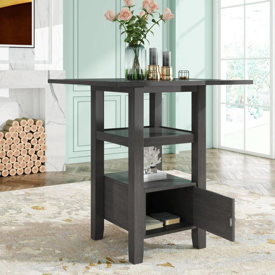 5-Pieces Counter Height Wood Kitchen Dining Table Set