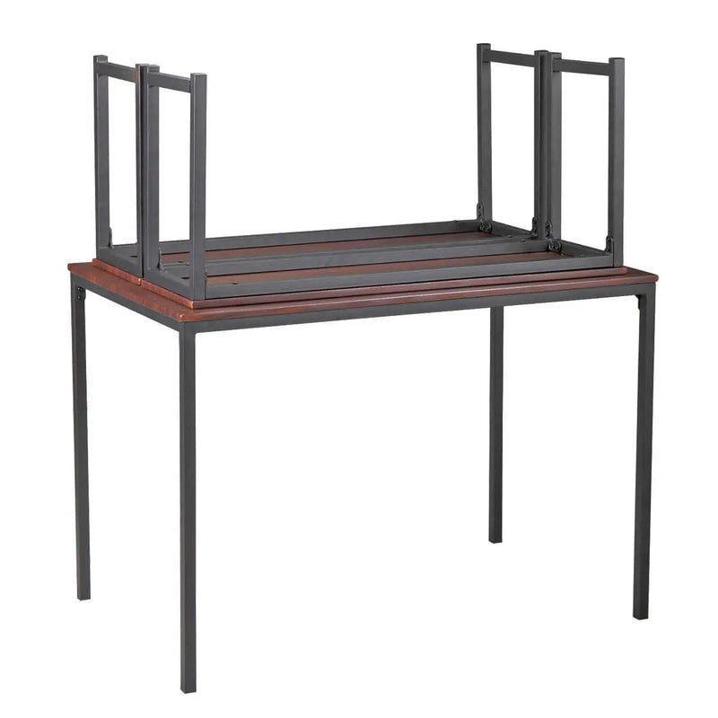3-Piece Dining Table Set with 2 Benches Wood Table Top