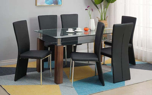 Muar Malaysian Glass 6 Seater Dining Table Set