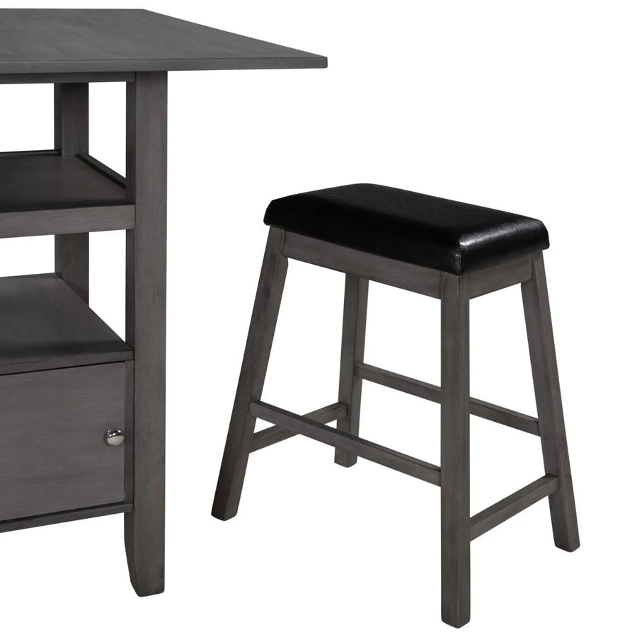 5-Pieces Counter Height Wood Kitchen Dining Table Set