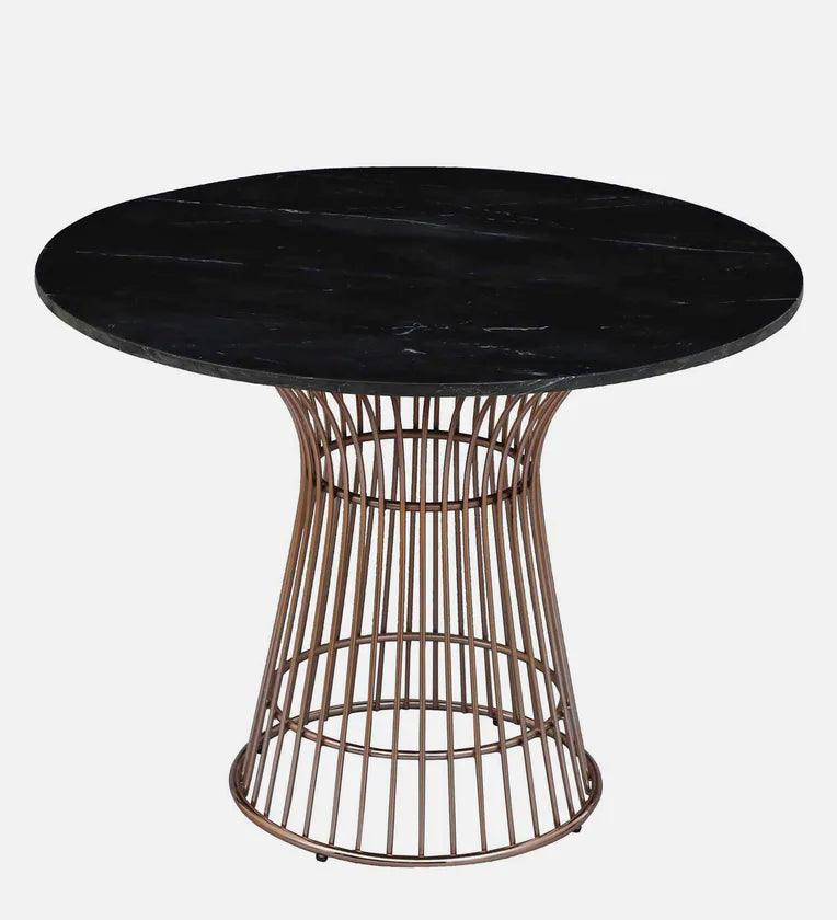 Metallic 4 Seater Dining Set In Rose Gold Base With Marble Top