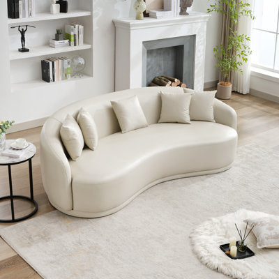 Luxury Arts 91'' Faux Leather Curved Sofa