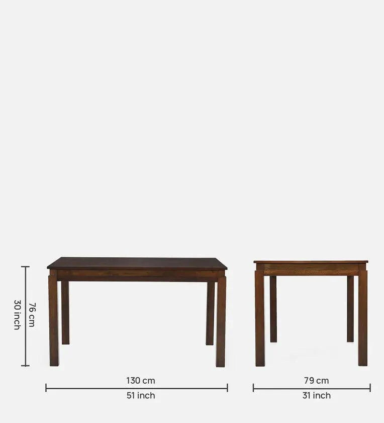 Solid Wood 4 Seater Dining Set in Brown Colour