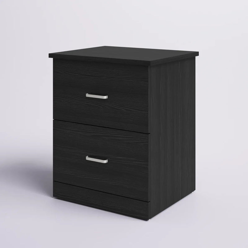 Contemporary 23.6" 2-Drawer Nightstand with Metal Handles