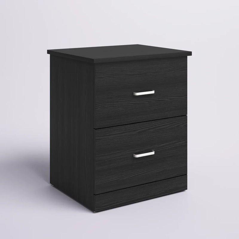 Contemporary 23.6" 2-Drawer Nightstand with Metal Handles