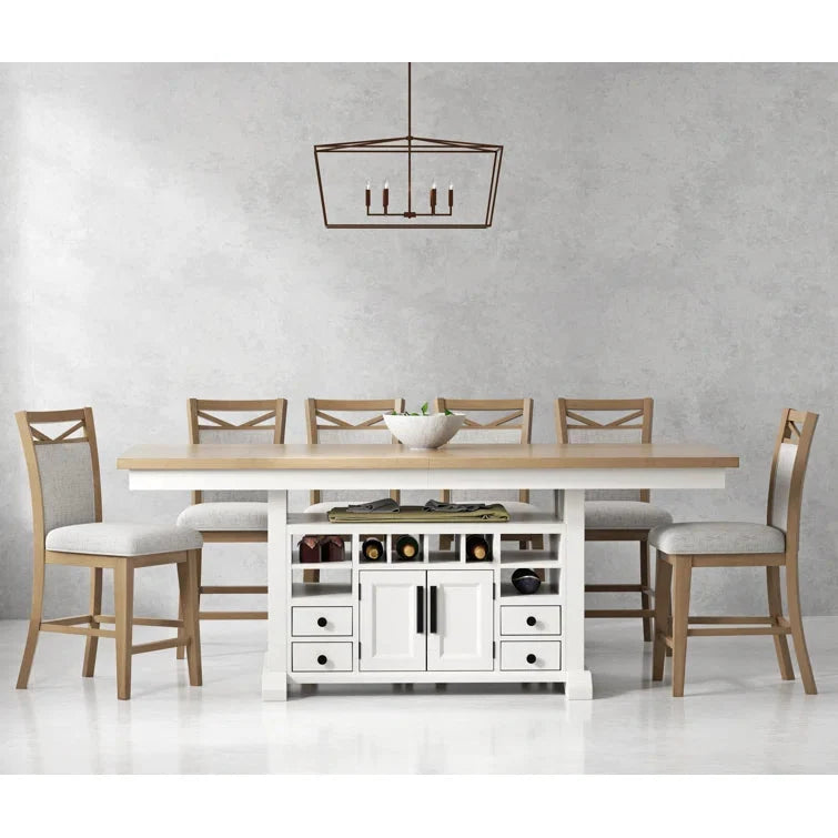 6 Seater Dining Set with Self-Storing Butterfly Leaf & Versatile Storage