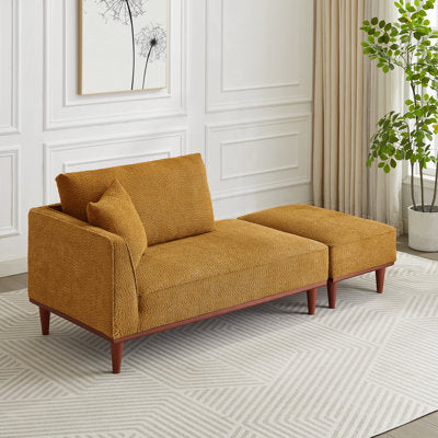 Luxury Arts Finken Upholstered Chaise Lounge and Stool