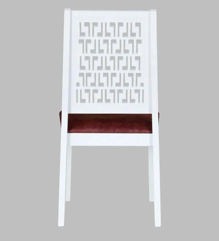 Solid Wood 6 Seater Dining Set in White Finish