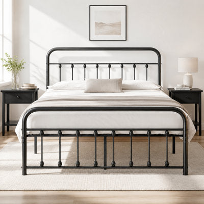 Kempst Queen Metal Bed Frame with Headboard & Footboard - Luxury Arts