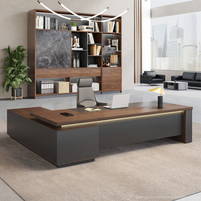 Luxury Arts Luxe Executive L-Shaped Desk With Digital Lock & Cable Management