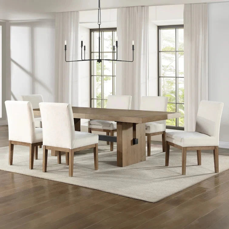 6 seater Dining Set with Parsons Chairs for Stylish Gatherings