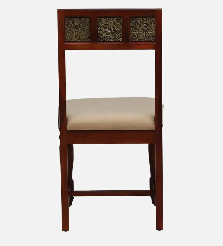 Sheesham Wood 6 Seater Dining Set In Scratch Resistant Honey Oak Finish With Brass Cladding