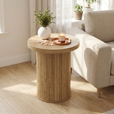 Round End Table with Tambour Base