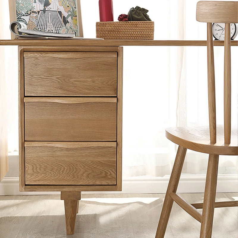 Sleek Solid Wood Rectangular Desk,3-drawer