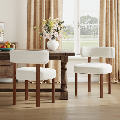 Solid Wood Upholstered Fabric Dining Chairs