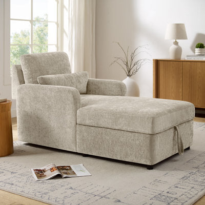 Luxury Arts Upholstered Chaise Lounge With Storage