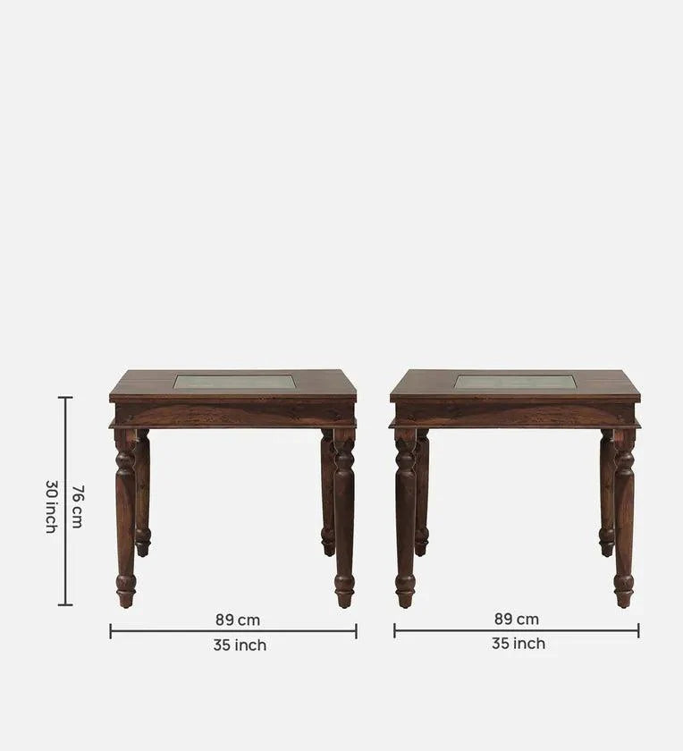 Sheesham Wood 4 Seater Dining Set In Rustic Teak Finish