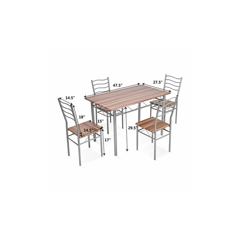 5 Piece Dining Table Set Wood Metal