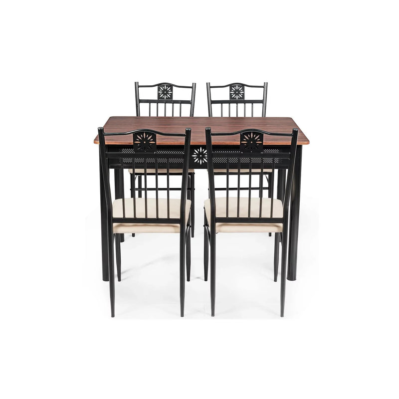5 Piece Dining Set Wood Metal Table and Chairs Kitchen Furniture