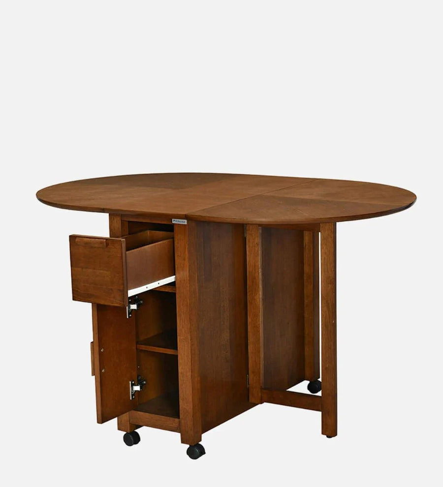 Carven Foaldable 4 Seater Dining Set In Walnut Finish