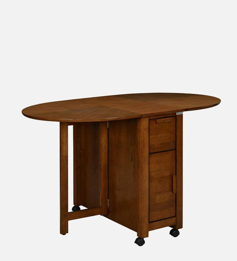 Carven Foaldable 4 Seater Dining Set In Walnut Finish