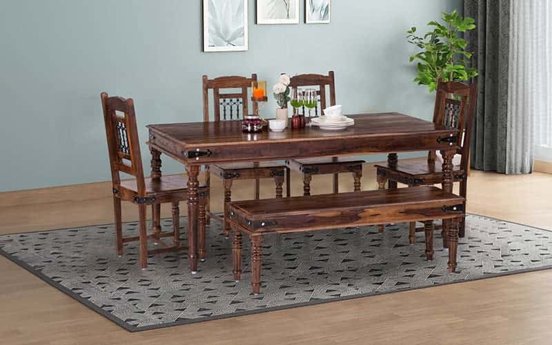 Hilton Wooden 6 Seater Dining Table Set