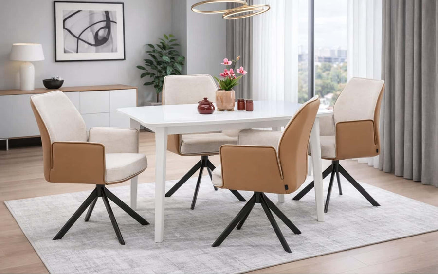 Genting Glass 4 Seater Dining Table Set with Chairs