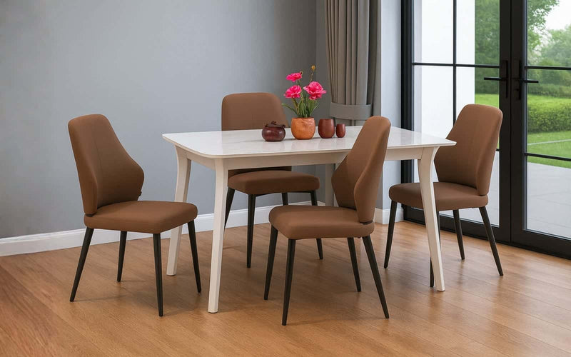 Genting Glass 4 Seater Dining Table Set with Chairs