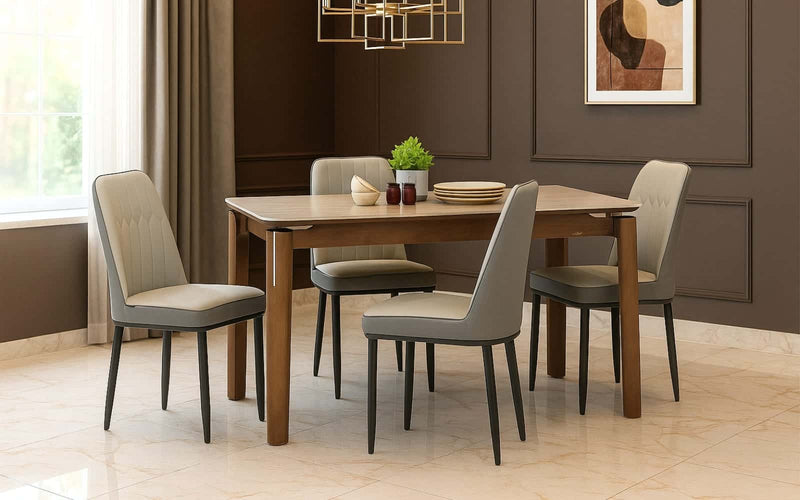 Muar Sintered Top 4 Seater Dining Table Set with Chairs