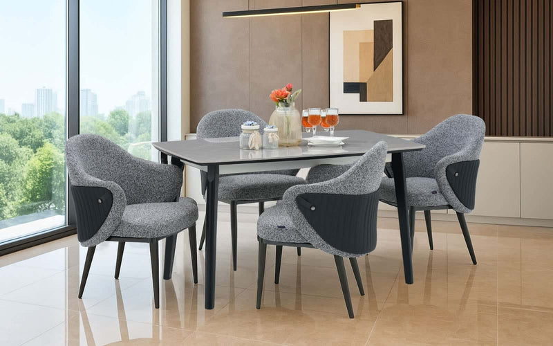 Penang Sintered Top 4 Seater Dining Table Set with Chairs