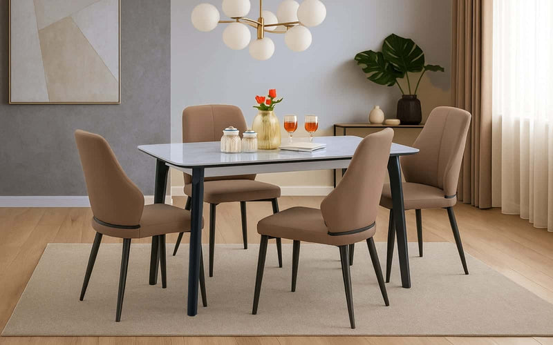 Penang Sintered Top 4 Seater Dining Table Set with Chairs